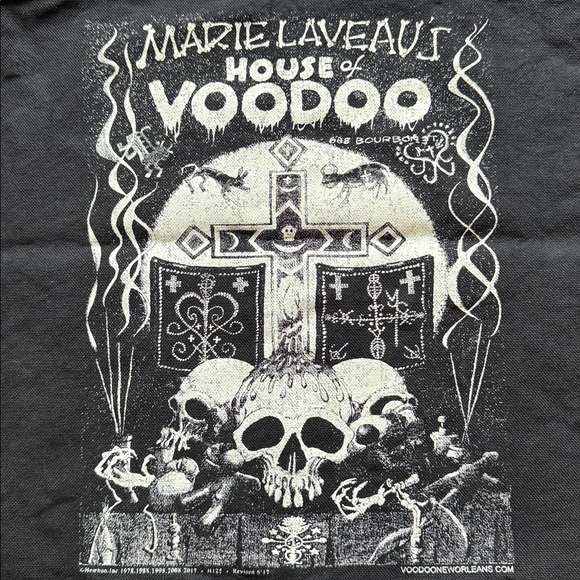 Marie Laveau's House of Voodoo New Orleans Black Tote Bag Shopper Cotton Laveau - Picture 2 of 9